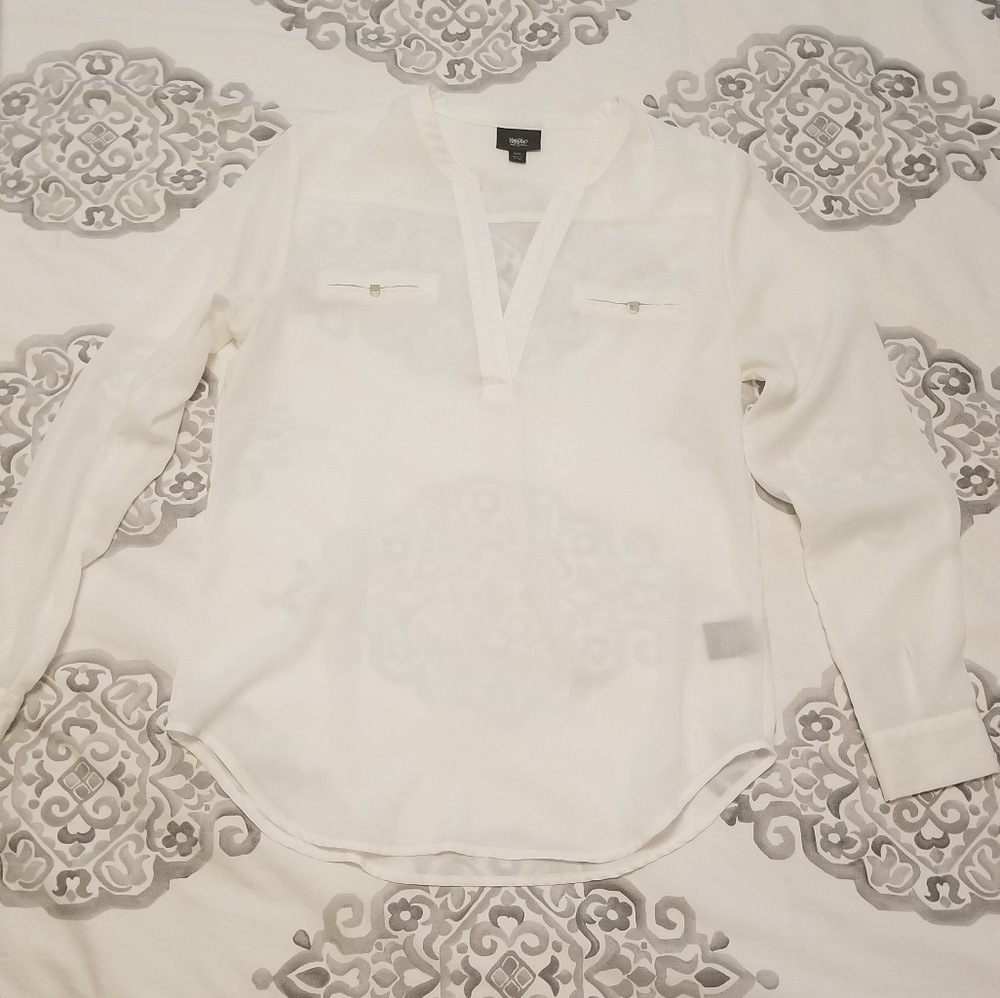 Sheer white long sleeved shirt